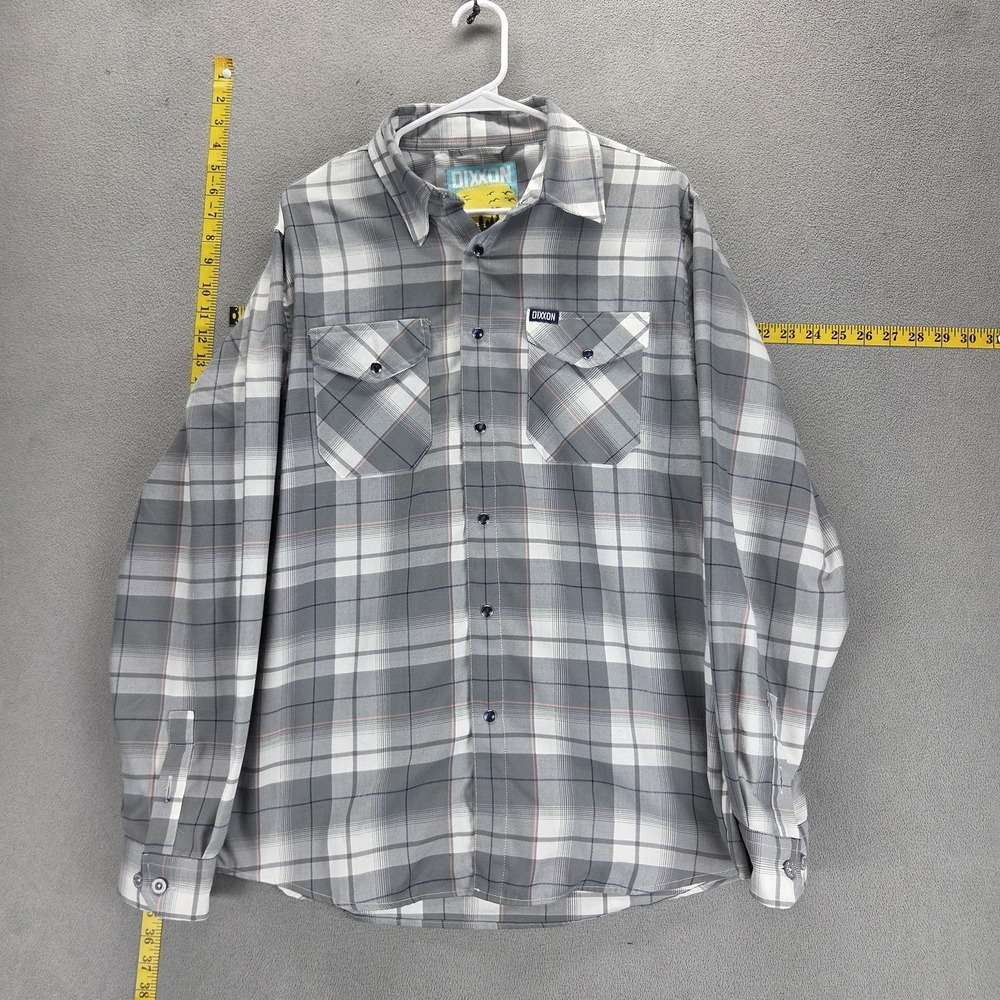 Dixxon Shirt Mens XL Gray Daybreak Plaid Flannel Long Sleeve Button Casual
